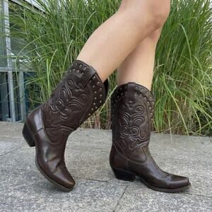 Black Leather Cowboy Moto Boots Western Americana Boho Rock Grunge